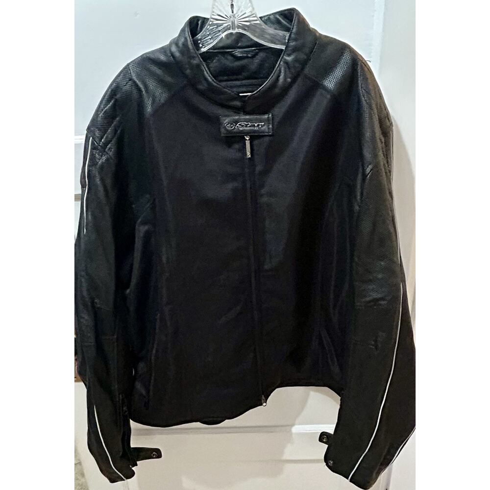 Star Yamaha Black Men's Motorcycle Jacket With Leather Trim Size XXXL 3X